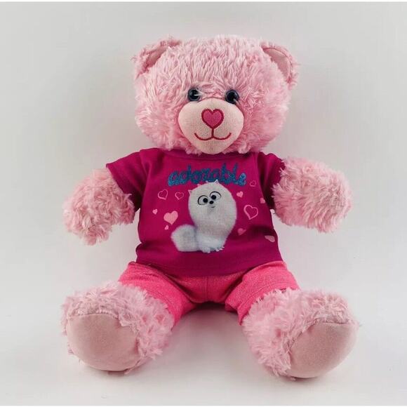 Build A Bear Plush Teddy Pink Soft Heart Nose Stuffed Animal Kitty White Scruffy - Picture 1 of 11